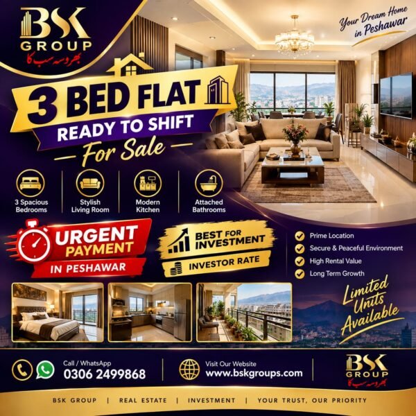 3 bad room flat for sale in Peshawar